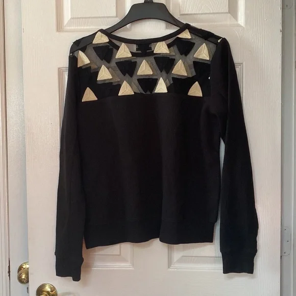 Essentiel Antwerp Black Sheer Geometric Sweatshirt - Picture 2 of 6